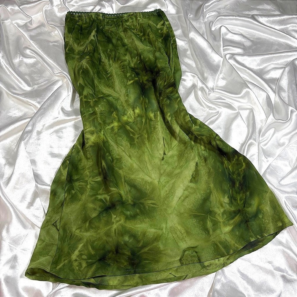 y2k Wanted Tie Dye Midi Skirt Green Lace Trim Fairycore Boho Small - Picture 1 of 4